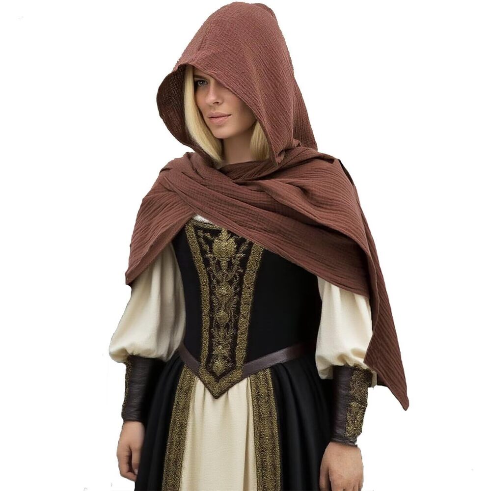 7273 Medieval Retro Hooded Cape Shawl Scarf Cape Renaissance Accessories